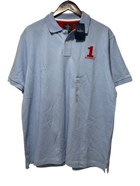 Hackett London Men's Polo Shirt Size XL Oxford Blue Logo HM561997 New With Tags